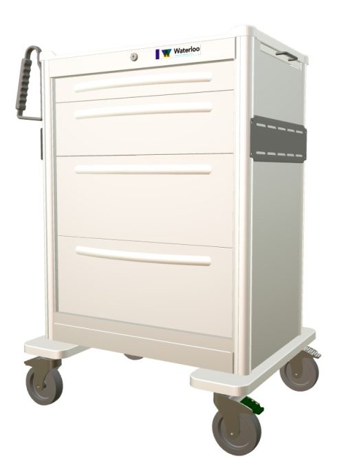 Aluminum Standard Tall Isolation Treatment Cart w/ 4 Drawers & Key Lock - Image 2